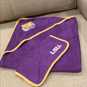 LSU Embroidered Baby Bath Hooded Towel & Cloth